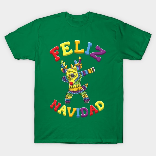 Feliz Navidad Merry Christmas Pinata Reindeer Mexican Mexico T-Shirt by E